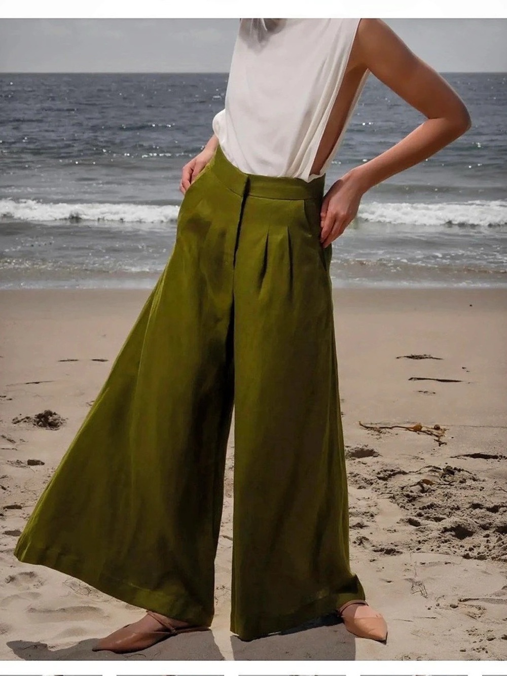 Heidi Merrick flare up Wide Leg Pants in Brown Like New
